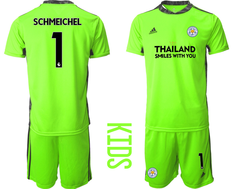 Cheap Youth 2020-2021 club Leicester City green goalkeeper 1 Soccer Jerseys